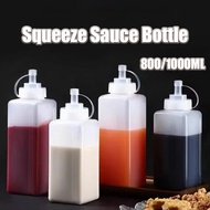 800/1000ML Squeeze Sauce Bottle Large Capacity Square Season Vinegar Oil Bottle Condiment Container