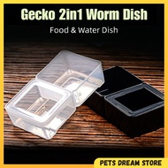 Gecko worm dish food bowl reptile feeding dish water dish water bowl 2in1 worm dish gecko feeding bo