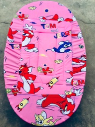 Nệm lót nôi tre cho bé hình Tom & Jerry hồng freesize (85x55) (90x60) (95x65) (100x70)