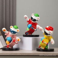 TV Cabinet Home Influencer Trendy Play Bear Cartoon Modern Decoration Resin Ornaments Simple Skatebo