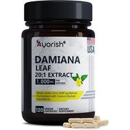 Damiana Leaf Extract 20:1 |1000mg | 120 Damiana Capsules | Non-GMO, Gluten Free | Organic Damiana He
