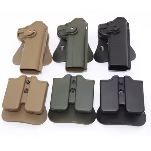 Tactical Paddle Holster Case with Double Magazine Pouch,Right Handed Holster For GL 17 19, Colt 1911