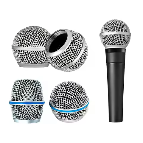 Replacement Microphone Head Steel Grille Ball Cover for Shure SM58 Beta58A 87A Mesh Head Microphone 
