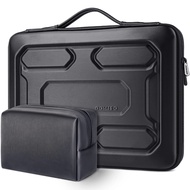 DOMISO 17 inch Laptop Sleeve with Pouch Shockproof Computer Bag Waterproof EVA Protective Carrying C