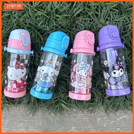 【stacy】 450ml Sanrio cartoon water bottle with straw for kids summer portable outdoor botol air children's cup universal fall resistant aqua flask tumbler