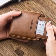 HOT New Men's Short Wallet PU Leather Men Wallet Short c0in Purse Horizontal Zipper Wallet Retro Small Wallet High Quality