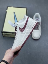 全新🌸Nike Air Force 1 Low 米白酒紅 雙鉤 fresh刺繡 荔枝紋 舒適休閒百搭 板鞋