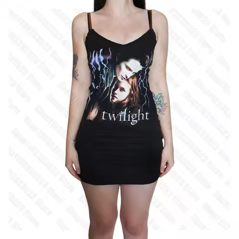 Summer Fashion Casual Women Dress Punk Y2k Style Dress E- girl Gothic Letter Printing Women Dress 20