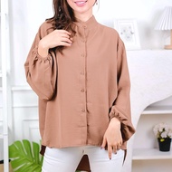 Baju Atasan Kemeja Blouse Blose Airflow Crincle Ootd Hitam Lilac Abu Casual Army Polos Basic Oversiz