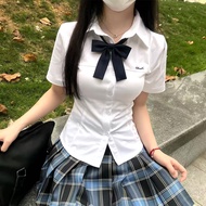 Hamachi Original Short-Sleeved Slim Fit School Uniform Shirt with Embroidery - White