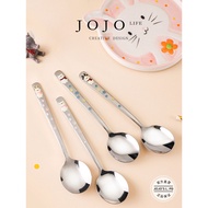 JOJO ''S L. PD.assess.assess.Cartoon Embossed Elk Spoon Household Long Handle Drinking Soup Korean S