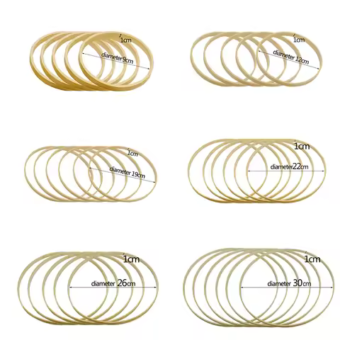 5Pcs Wooden Bamboo Circle Hoop DIY Christmas Wedding Flower Floral Wreath Dream Catcher Frame Decor 