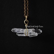 喜馬拉雅縫合水晶 faden quartz 黃銅手作項鍊 白水晶 不鏽鋼鍊
