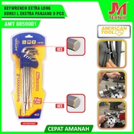 AMERICAN TOOL AMT Extra Long FLAT L-Wrench Set of 9 Pcs8859001 HEX FLAT Key Extra Long Cr-V AMTOOL