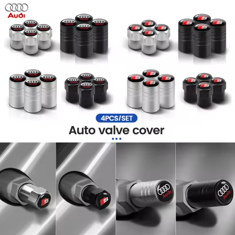 4Pcs Car Tire Valve Accessories Valve Stem Dust Cap Cover For AUDI A1 A3 A4 A5 A7 A8 Q3 Q5 Q7 S3 S4 