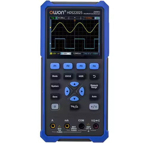 OWON HDS2202S 3-in-1 Handheld 200MHz 1GSa/s Oscilloscope with 2-CH Scope 1-CH AFG DMM Multifunction 