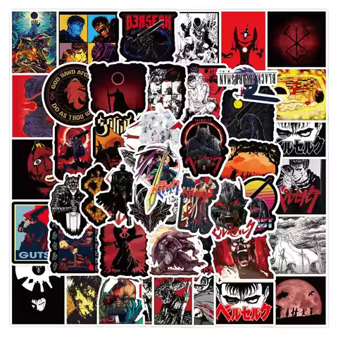 50Pcs Manga Berserk Stickers Berserk Guts Decals Suitcase Motorcycle Stationery Anime Waterproof Gra