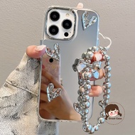 3D Wrinkled Heart Mirror Phone Case For IQOO Z10 Lite Z9 Turbo Plus Z9S Pro Z9X Z5X Z3 Z1 U5 U5X U5E