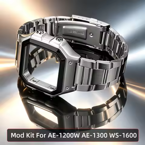 Stainless Steel Watch Case Band Mod Kit For Casio Royale Mod AE-1200 (3299) AE-1200WH AE-1300 WS-160