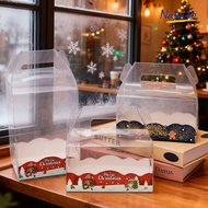 10/20pcs】 Christmas cake box 4/5/ 6/8inch Portable PVC Transparent Handle Cake Box with Inner cake b