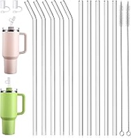 10 Pack Reusable Glass Straws 31cm for Stanley 40 oz 30 oz Cup Tumbler, Set of 5 Straight and 5 Bent