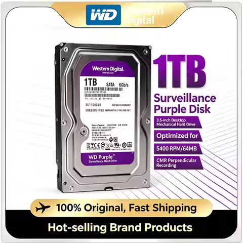 Western Digital WD Purple 1TB/2TB/3TB/4TB Surveillance HDD 3.5" SATA 6Gb/s Hard Drive for CCTV NVR