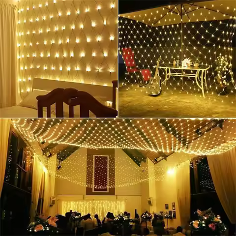 3mx2m 2mx2m 1.5mX1.5m Christmas Garlands LED String Christmas Net Light Fairy Xmas Party Garden Wedd