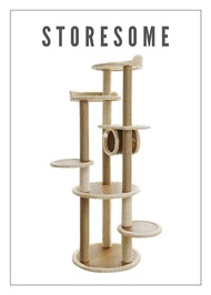 New Rattan Series Cat Climbing Post Warm Beige Colour Tall Height 161cm (Design D)