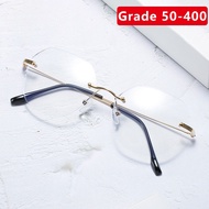 Graded Eyeglasses with Grade -50 100 150 200 250 300 350 400 for Women Men Fashion Rimless Super Lig