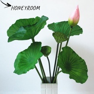 HONEYROOM Artificial Flower, DIY Decoration Artificial Flower Pole Artificial Lotus, Lotus Leaf Lotu