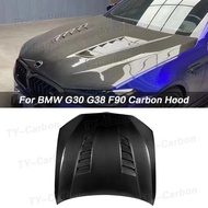 Real Carbon Fiber Bonnet Hood For BMW G30 G38 F90 M5 5 Series 2018-2023 Front Engine Hood Vent Cover