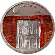 2008 7 Wonders Of The World Petra Silver Plated Copper Colourized Coin