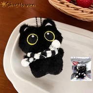ChicHaven พวงกุญแจตุ๊กตาแมวดำส่งเสียงดังเอี๊ยดสีดำน่ารักพวงกุญแจตุ๊กตาลูกแมวยัดนุ่นนุ่มน่ากระเป๋านัก