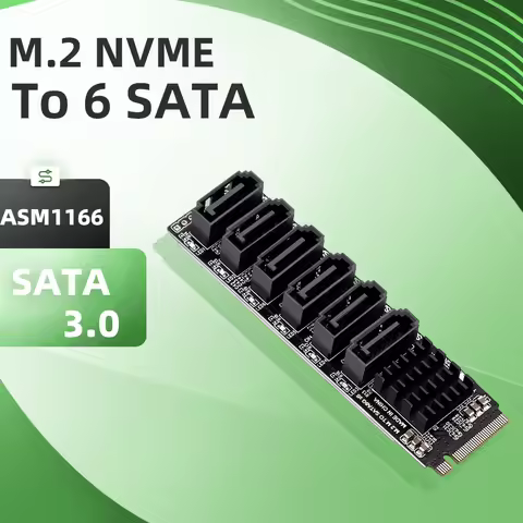 SATA 3.0 M. 2 NVME to SATA6G/5/6 Port ASM1166 Expansion Card NAS Synology Hard Drive Expansion JMB58