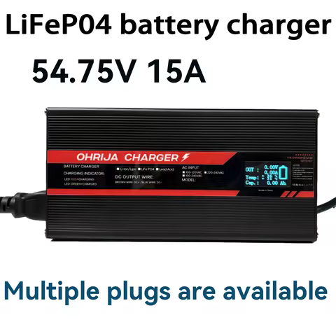 54.75V 15A Aluminum shell charger 15strings 48VLiFeP04 Battery Charger igh-power intelligent display