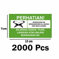 STICKER AL QURAN 2000 Pcs BUKU AGAMA FRAGILE STICKER 2000  pcs - Saiz 7cm x 13cm