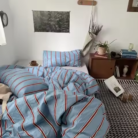 Bedding Set Striped Boys and Girls Twin Large Bedding Set Bedding Adult Fashion Bedding Set