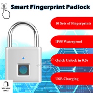 Smart Fingerprint Padlock Portable USB Rechargeable Anti-Theft Security Door Thumbprint Mini Lock Keyless Waterproof 指纹锁