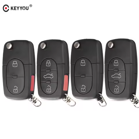 KEYYOU Folding Remote Car Key Case Shell For Audi TT A2 A3 A4 A6 A8 TT Quattro CR2032/CR1616 2/2+1/3