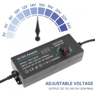 อะแดปเตอร์จ่ายไฟพลังงานแบบปรับได้72W 120W 5A อะแดปเตอร์แปลงไฟสลับ100V-240V AC เป็น DC 3V-24V หม้อแปล