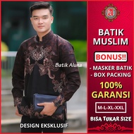 baju koko muslim batik laki laki pria cowok lengan panjang premium - box packing