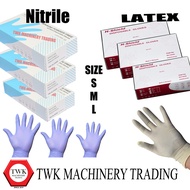 [100pcs] H-SHIELD nitrile glove blue sarung tangan getah medical tebal POWDER Free glove latex For M