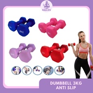 RA - 3KG Anti-Slip Dumbbell 3KG Vinyl Barbell for Gymnastics & Home Exercise 3KG Dumbbell/