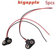 【BMSG】 5Pcs Snap 9V (9 Volt) Battery Clip Connector T Type  w Cable Hot