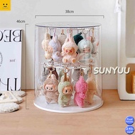 กล่องโมเดล กล่องlabubu กล่องใส่ art toy กล่องใส ก็บสะอาด ดีไซน์สวยงาม หมุนได้360° วางเป็นชั้นๆ ประหย