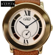 Cartier W1006922 925 Must de Cartier Ronde LM Vermeil Small Seconds Trinity [มือสอง]