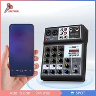 [Prettyia1] Audio Mixer Support Bluetooth 5.0 USB Portable 4 Channel 48V Power DJ Mixer for Computer