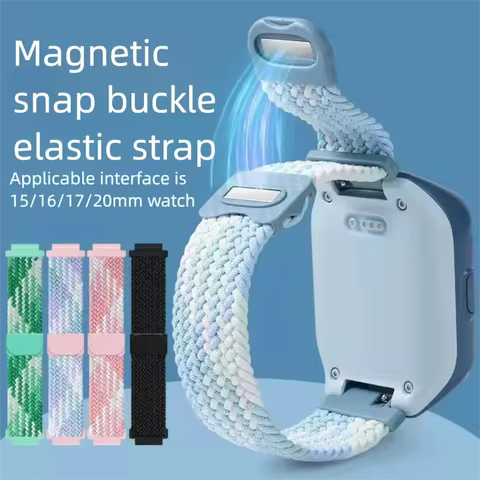 Braided Nylon Magnetic Watch Strap 15mm/17mm Kids Smart Watch Breathable Elastic Wristband Fit for X