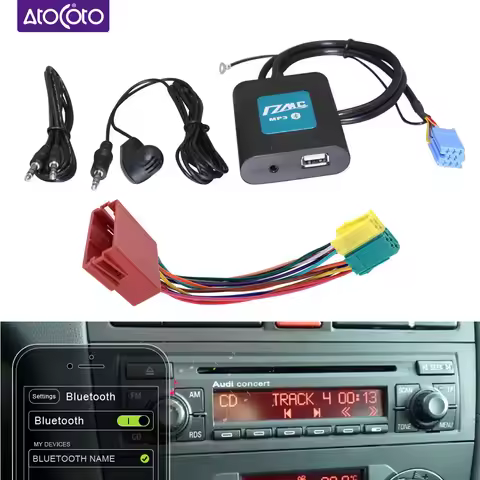 Car Digital Music Changer Bluetooth 5.0 A2DP AUX Adapter Interface for Audi VW A3 8L 8P A4 B5-B7 A6 