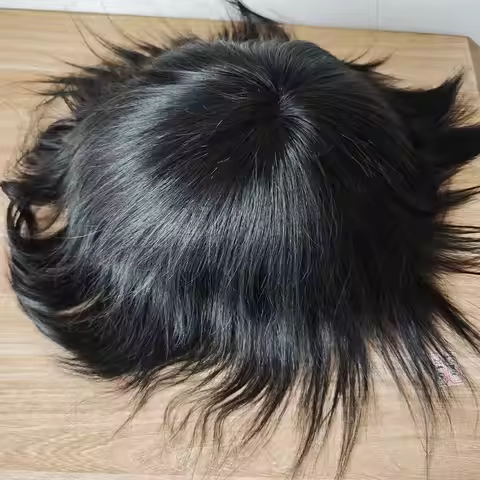 In Stock High Quality Mono Base Straight 100% Real Virgin Replacement Systems Men's Toupee Human Hai